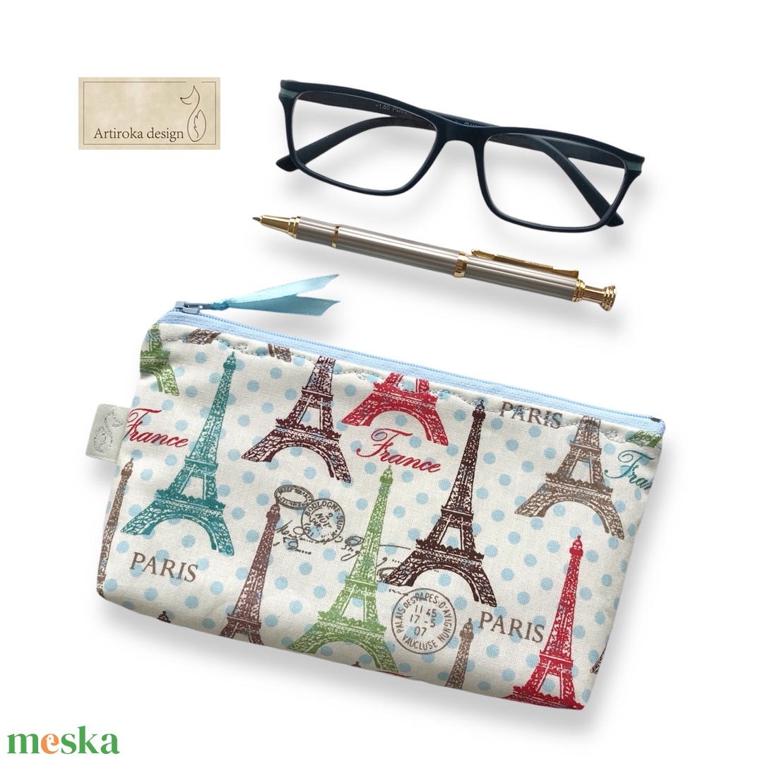Párizs, Eiffel torony mintás irattartó pénztárca vagy tolltartó neszesszer, szemüvegtok - Artiroka design - táska & tok - neszesszer - Meska.hu