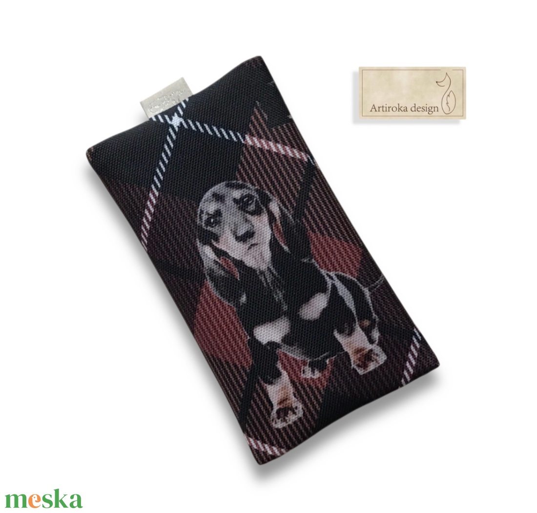Tacskó kutya mintás vízálló papírzsebkendő tartó - Artiroka design - táska & tok - pénztárca & más tok - zsebkendőtartó tok - Meska.hu