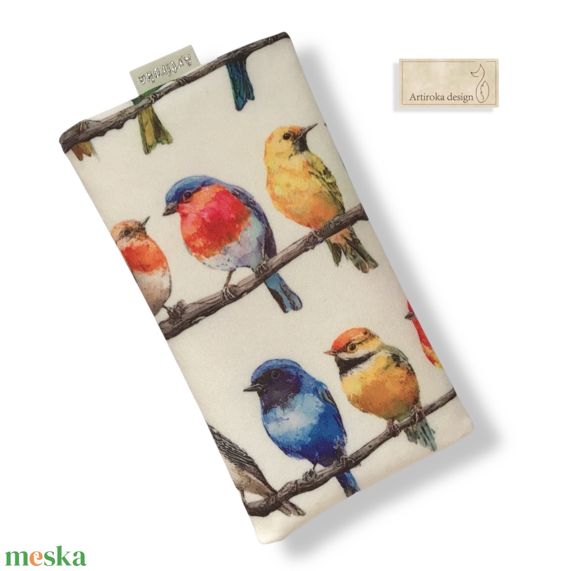 Színes madár világ mintás papírzsebkendő tartó   - Artiroka design - táska & tok - pénztárca & más tok - zsebkendőtartó tok - Meska.hu