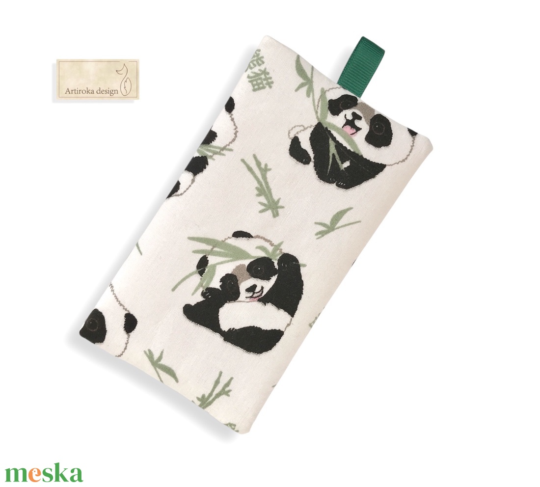 Panda mackó mintás pamut textil papírzsebkendő tartó -  Artiroka design - táska & tok - pénztárca & más tok - zsebkendőtartó tok - Meska.hu