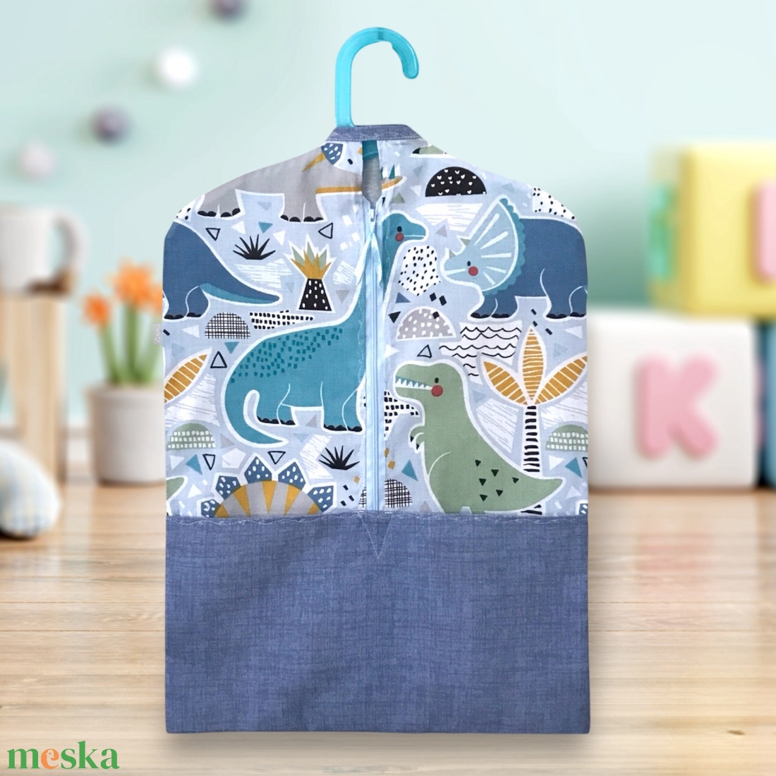 Dinó - dinoszaurusz mintás pamut ÓVODAI / OVIS ZSÁK akár szettben is  - Artiroka design - játék & sport - ovis felszerelés - ovis zsák - Meska.hu