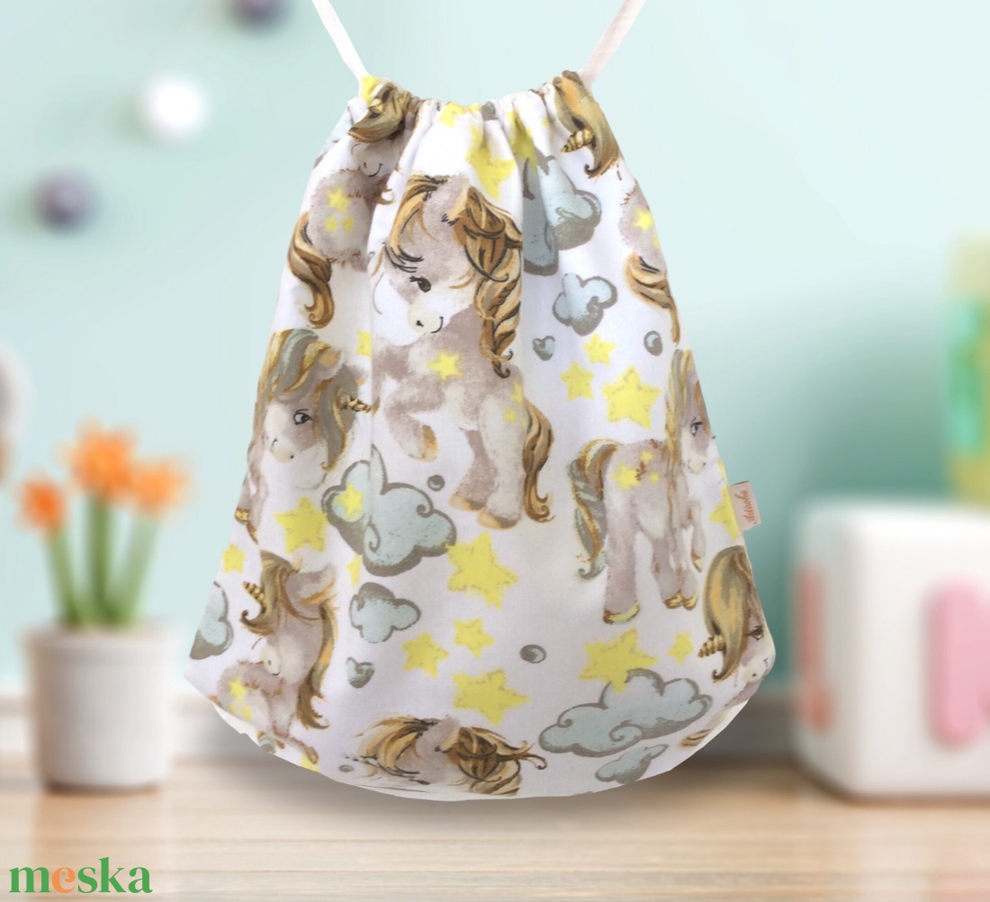 AKCIÓ - Unikornis mintás bölcsis vagy ovis gymbag hátizsák  - Artiroka design - játék & sport - ovis felszerelés - ovis hátizsák - Meska.hu