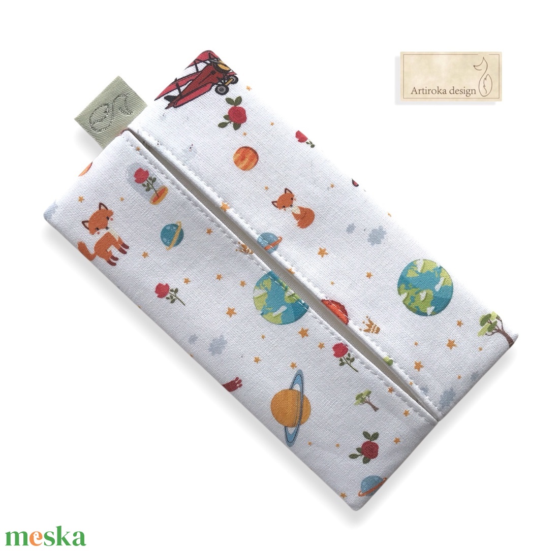Kis herceg és a rózsa mintás PRÉMIUM pamut zsebkendő tartó  - Artiroka design - táska & tok - pénztárca & más tok - zsebkendőtartó tok - Meska.hu