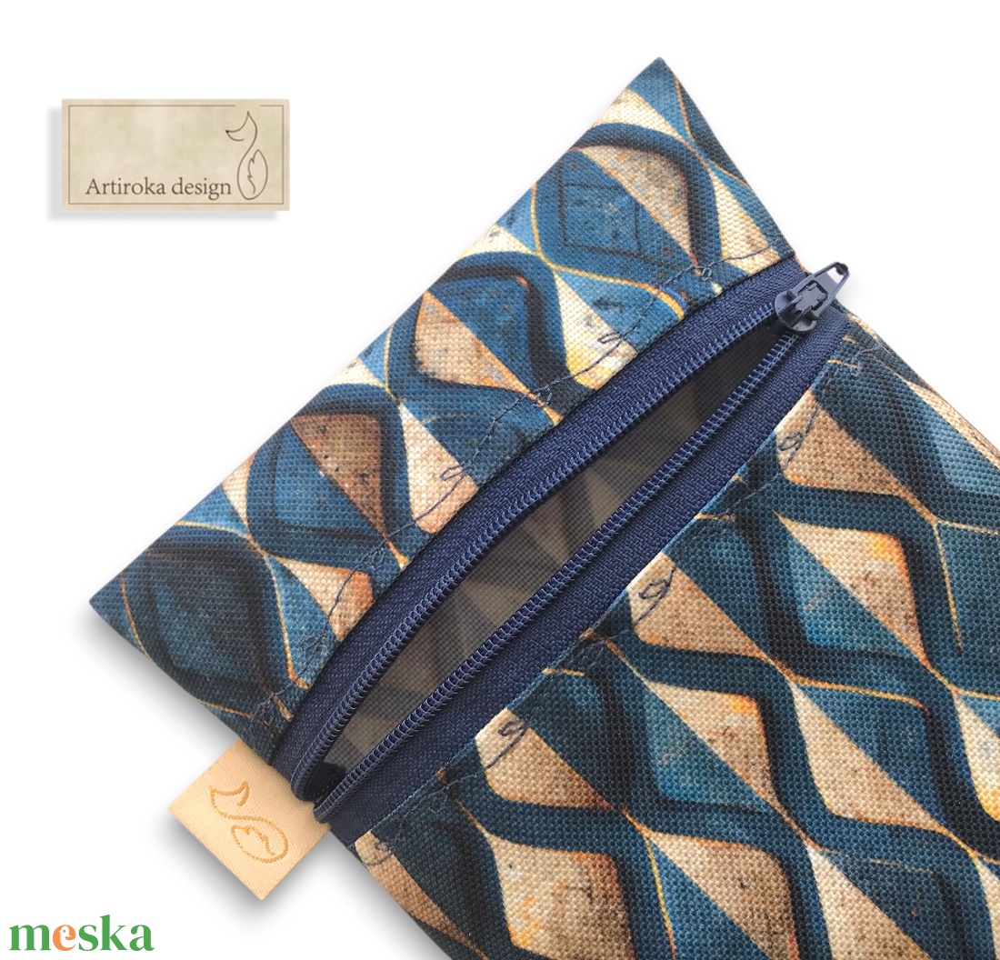 Vízálló geometria mintás egészségügyi betét tartó - Artiroka design - szépségápolás - intim higiénia - egészségügyi tartó - Meska.hu