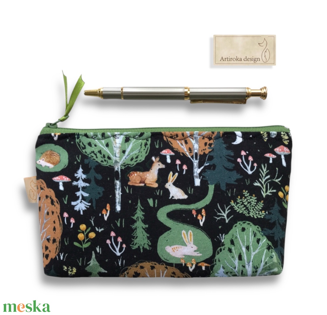 Éjszakai holdfény az erdőben, állatok mintás prémium tolltartó neszesszer, szemüvegtok - Artiroka design  - táska & tok - pénztárca & más tok - pénztárca - női pénztárca - Meska.hu