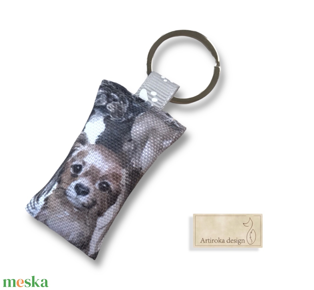 Kiskutya mintás egyedi kulcstartó  - Artiroka design  - táska & tok - kulcstartó & táskadísz - kulcstartó - Meska.hu