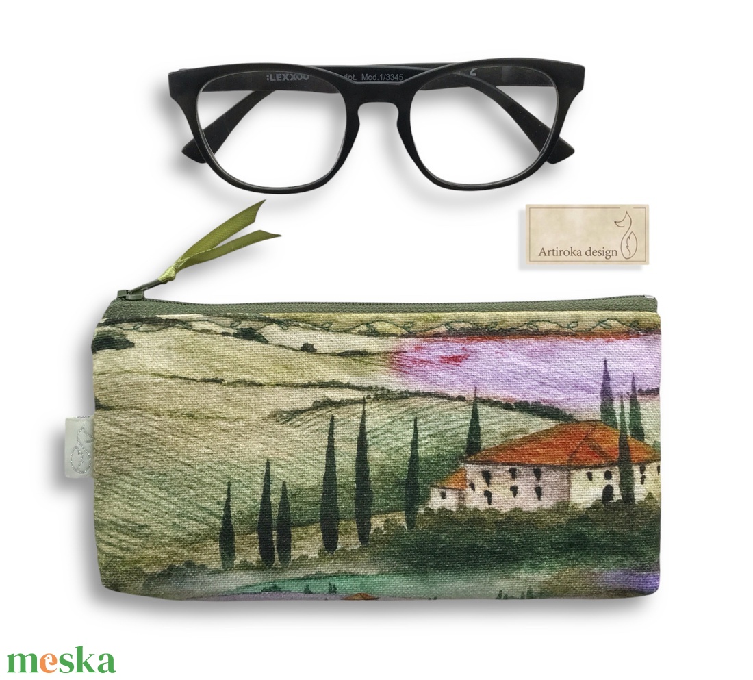 Prémium tolltartó neszesszer, szemüvegtok, Toszkán táj mintás - Artiroka design  - táska & tok - neszesszer - Meska.hu