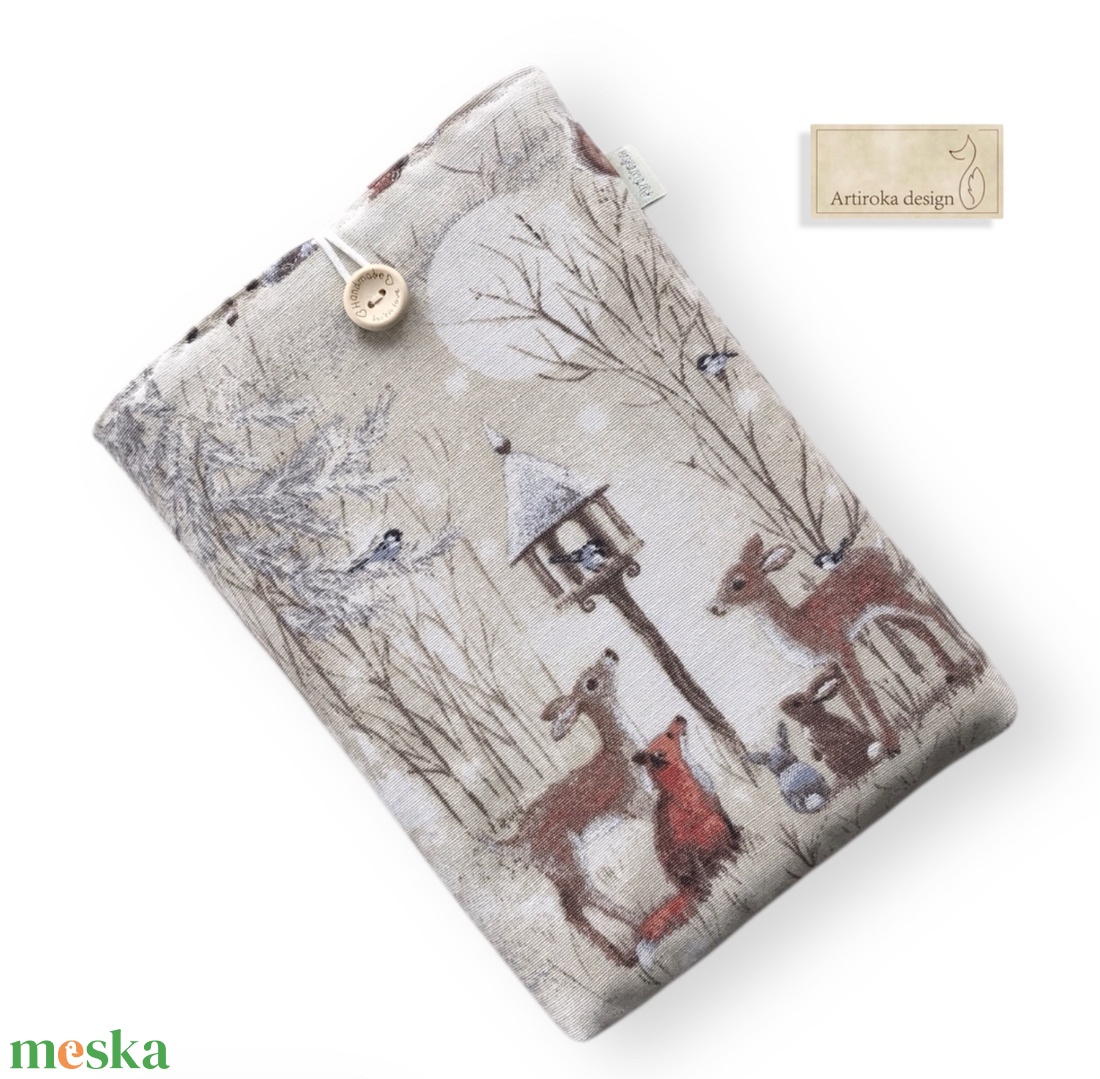 Könyvtok erdei randevú mintával, gombos zárral  - Artiroka design - könyv & zene - könyvtok - Meska.hu