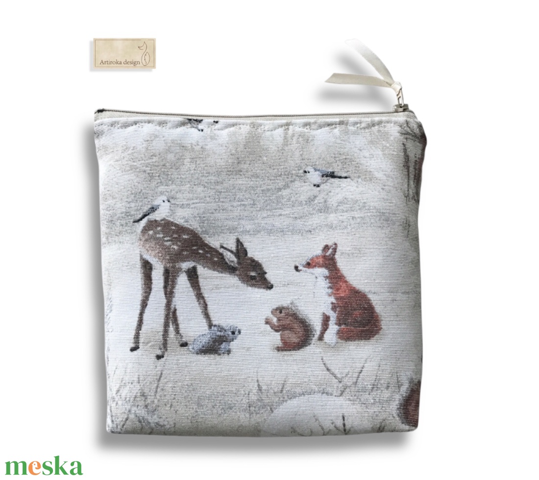 ERDEI RANDEVÚ  - róka, őzike, nyuszi, mókus és cinege madár mintás uzsonna tasak - Artiroka design - táska & tok - uzsonna- & ebéd tartó - ebéd tasak, doboz - Meska.hu