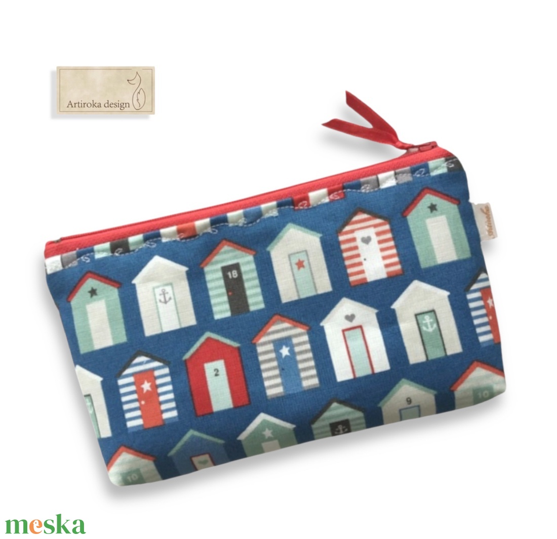 Tengerparti házikók mintás, egyedi tolltartó neszesszer, szemüvegtok vagy mobiltok - Artiroka design - otthon & életmód - papír, írószer - tolltartó & ceruzatekercs - Meska.hu