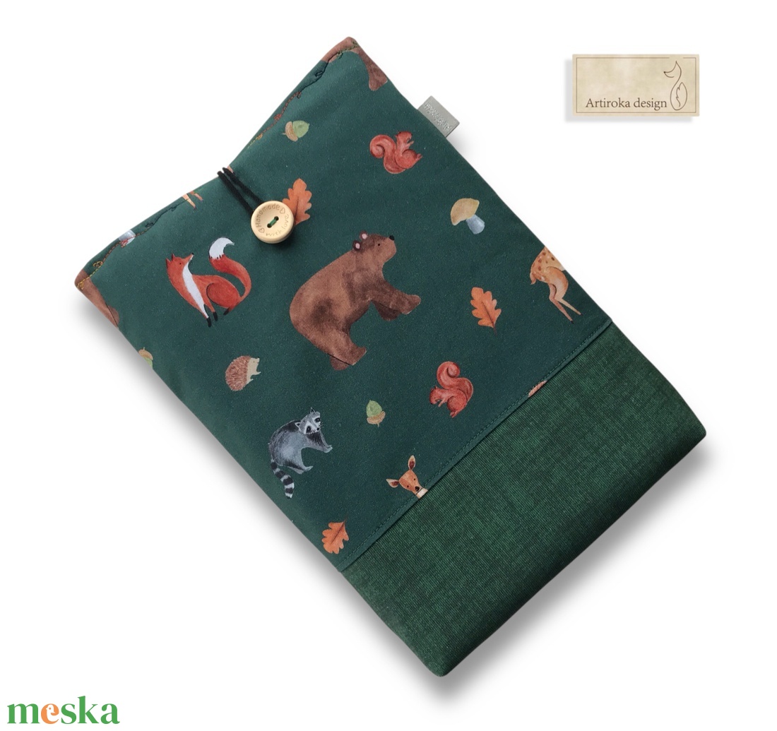 Könyvtok erdei állatok mintával, gombos zárral  - Artiroka design - könyv & zene - könyvtok - Meska.hu