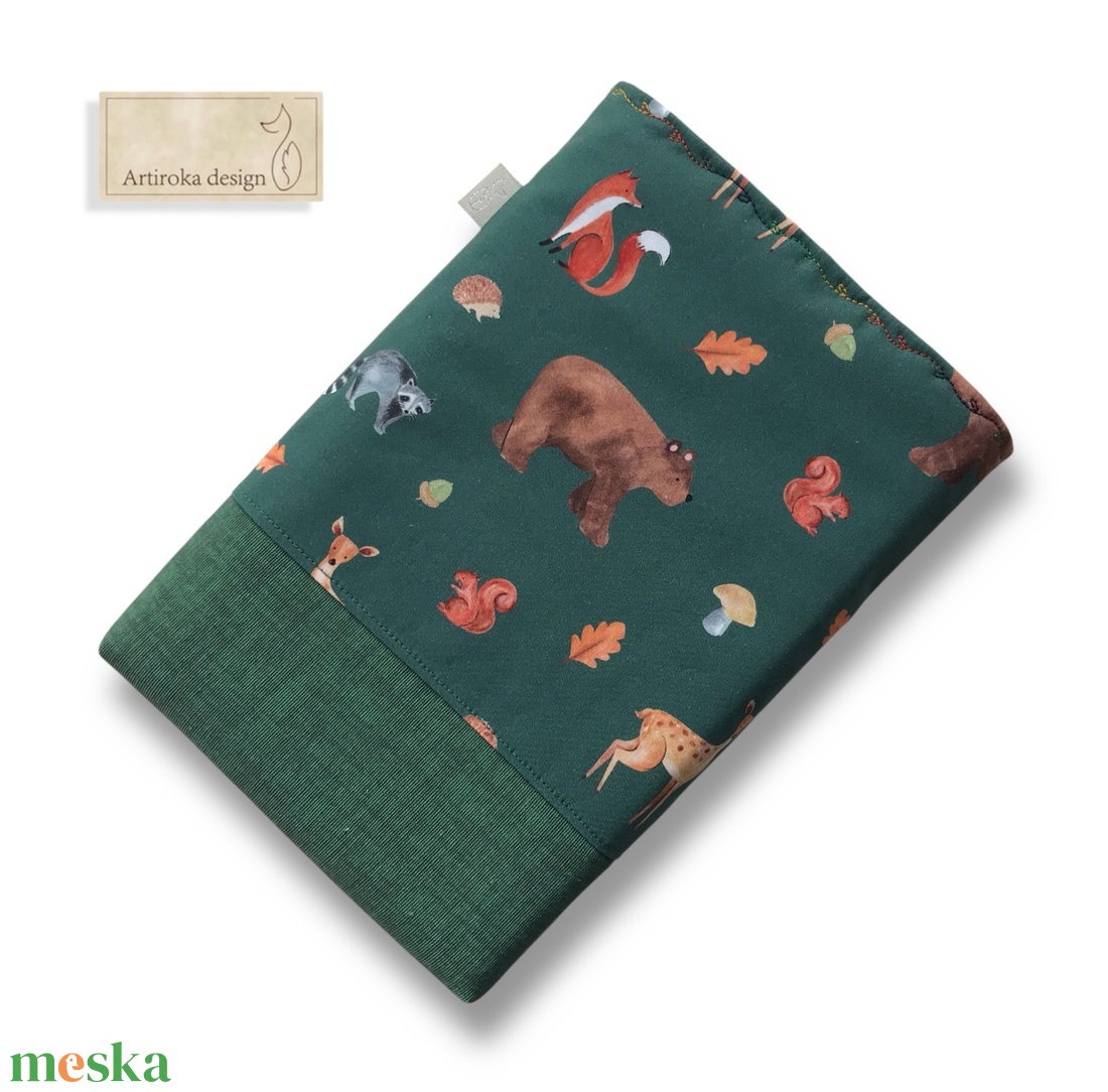 Könyvtok erdei állatok mintával, gombos zárral  - Artiroka design - könyv & zene - könyvtok - Meska.hu