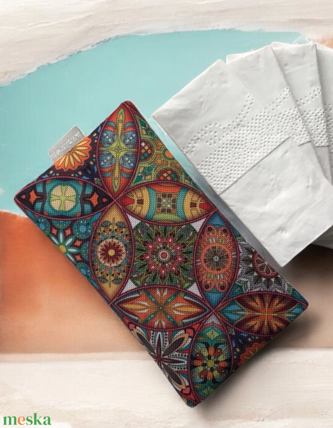 Zsebkendő tartó - színes mandala mintával   - Artiroka design - táska & tok - pénztárca & más tok - zsebkendőtartó tok - Meska.hu