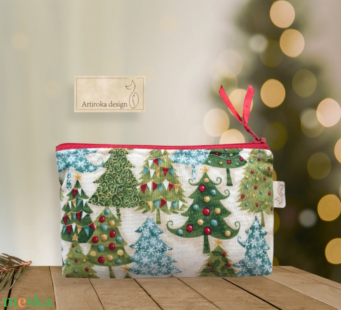 Karácsonyfa mintás irattartó pénztárca, neszesszer - Artiroka design  - táska & tok - pénztárca & más tok - pénztárca - női pénztárca - Meska.hu