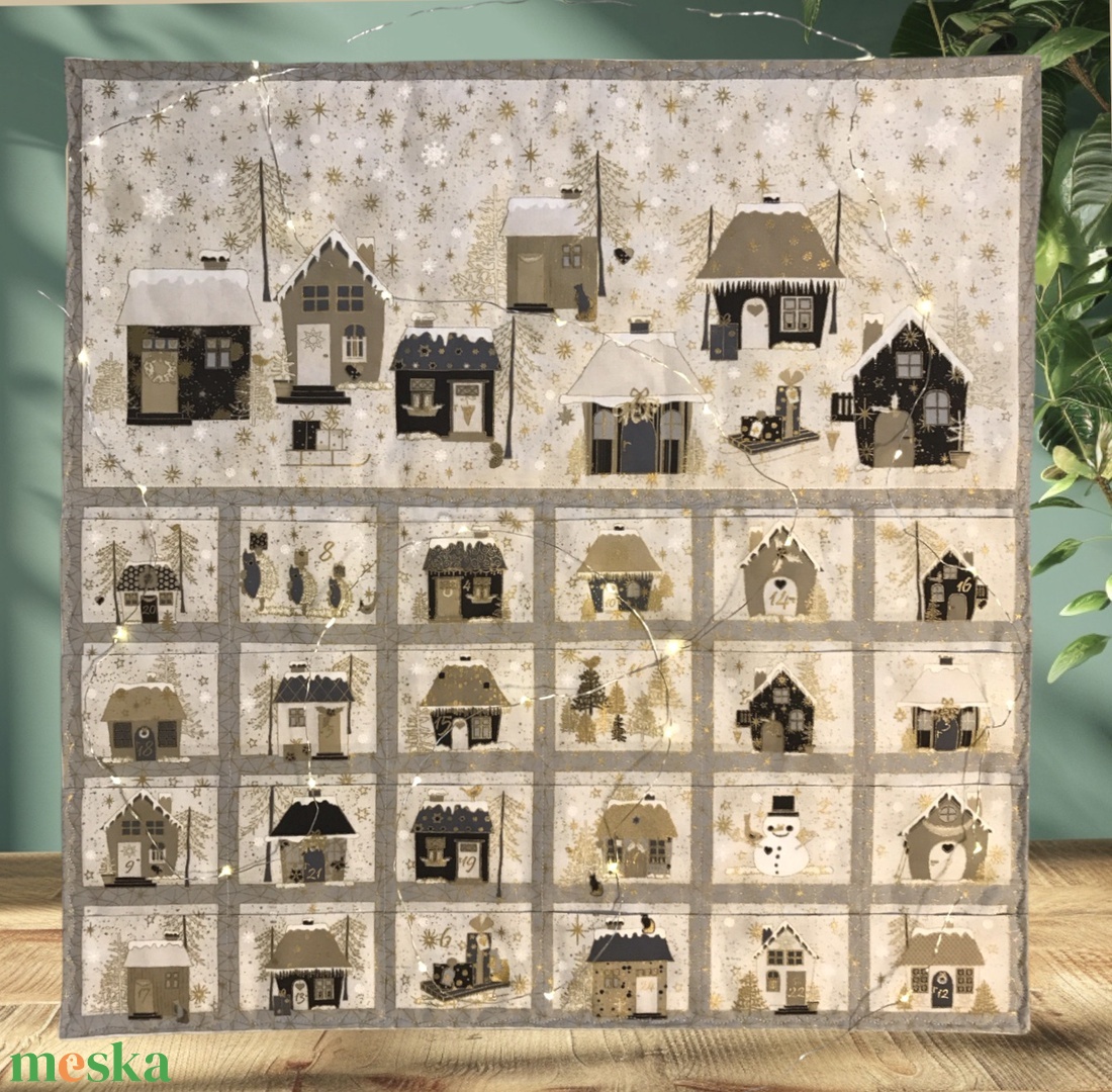 Adventi naptár natúr színekben, prémium textilből - Artiroka design - karácsony - adventi díszek - adventi naptár - Meska.hu