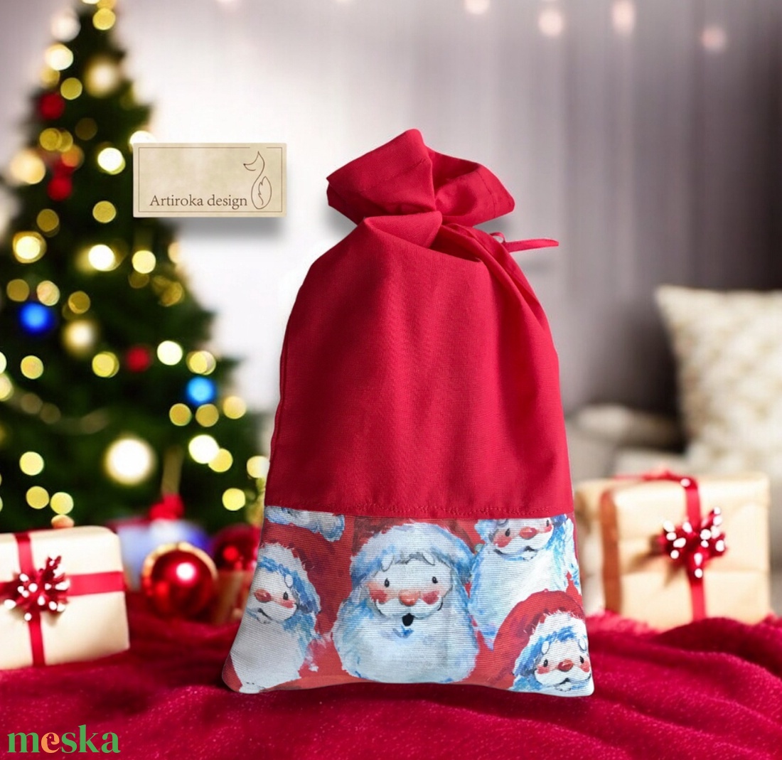 Mikulás zsák, ajándék zsák akár egyedi névhímzéssel is - Artiroka design - karácsony - mikulás - mikulás zsák - Meska.hu