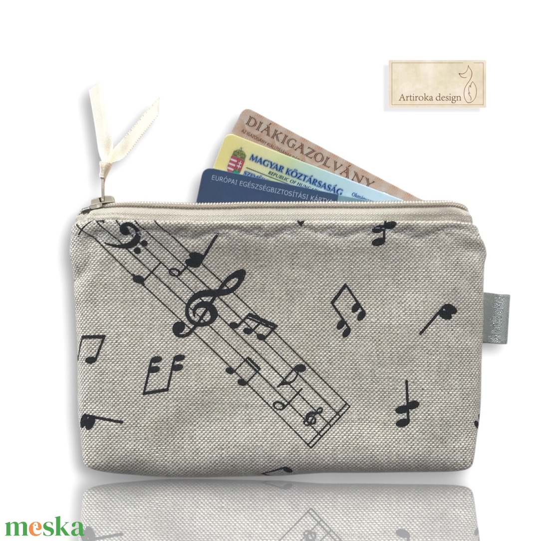 Dallamok szárnyán - dallam és hangjegyek mintás prémium tolltartó neszesszer, szemüvegtok - Artiroka design - táska & tok - pénztárca & más tok - pénztárca - férfi pénztárca - Meska.hu