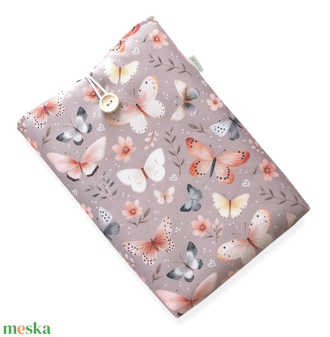 Bélelt, vízálló könyvtok, pillangó és virág mintás, gombos zárral  -  Artiroka design  - könyv & zene - könyvtok - Meska.hu