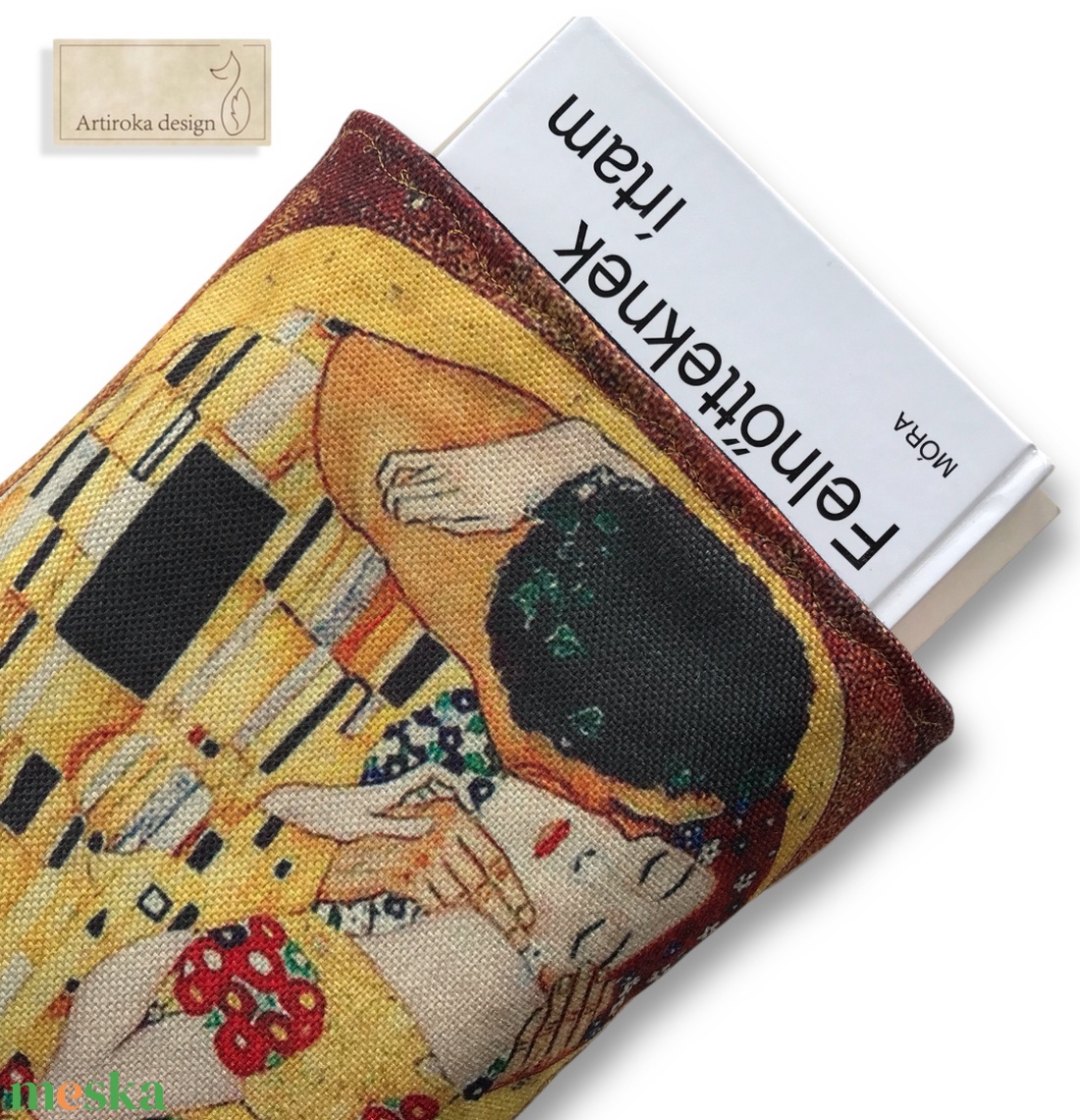 Könyvtok - Klimt,  A csók festménye mintával  - könyv & zene - könyvtok - Meska.hu