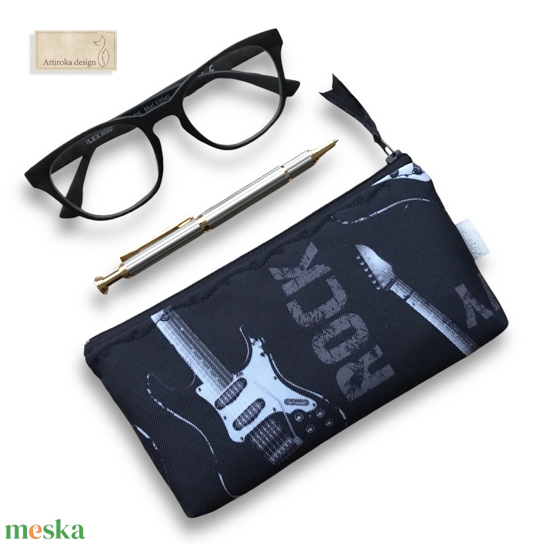 Gitár mintás tolltartó neszesszer, szemüvegtok vagy mobiltok - Artiroka design  - táska & tok - neszesszer - Meska.hu