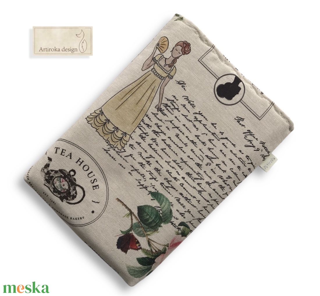 Bélelt könyvtok,  Bridgerton család mintával, gombos zárral - Artiroka design - könyv & zene - könyvtok - Meska.hu