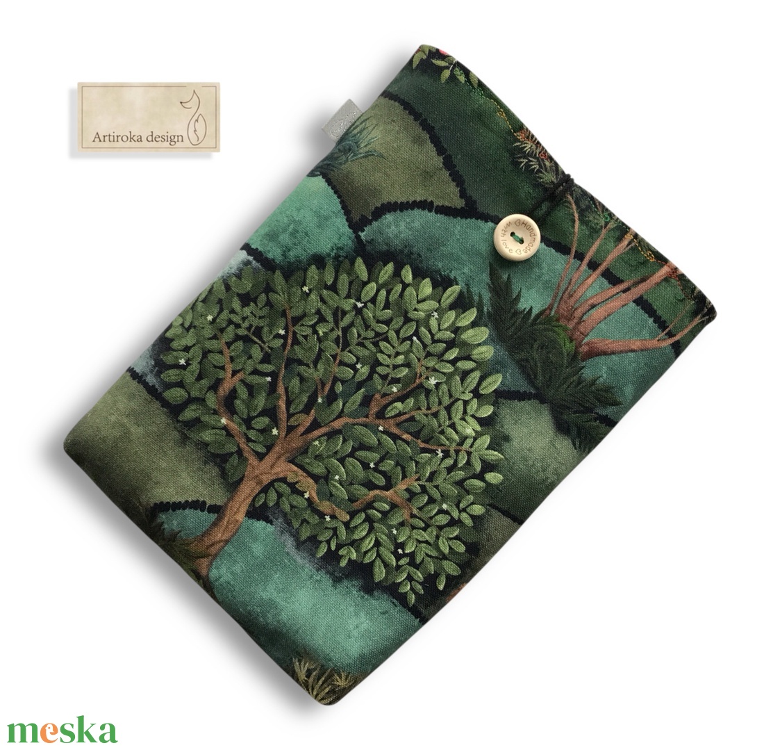 Bélelt könyvtok - nyári titkos kert mintával, gombos zárral - Artiroka design - könyv & zene - könyvtok - Meska.hu