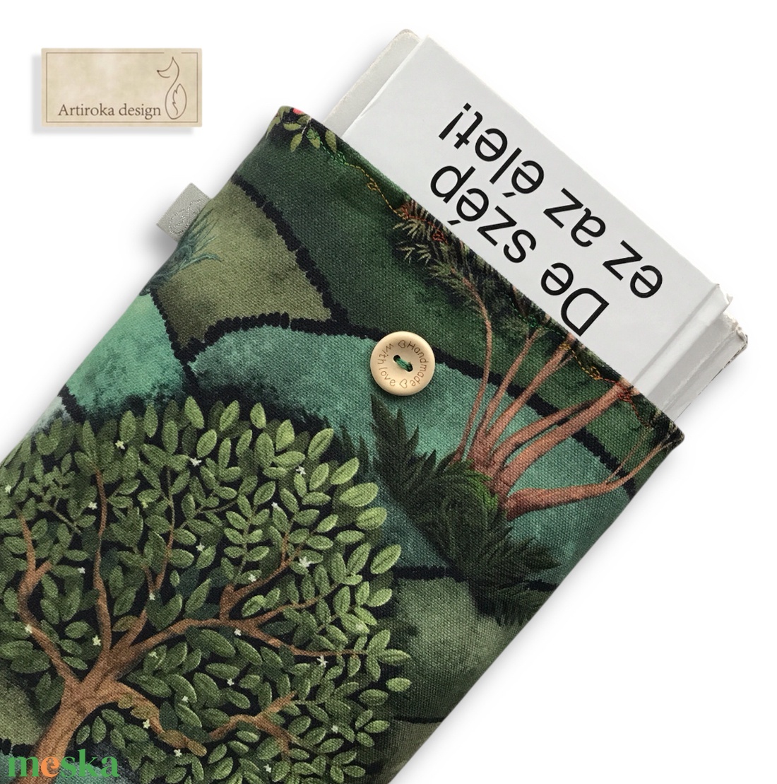 Bélelt könyvtok - nyári titkos kert mintával, gombos zárral - Artiroka design - könyv & zene - könyvtok - Meska.hu