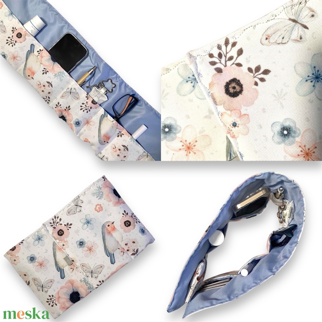 Táskarendező madarak, virágok mintás textilből  -  táska rendszerező  -  Artiroka design  - táska & tok - kézitáska & válltáska - belső rendező - Meska.hu