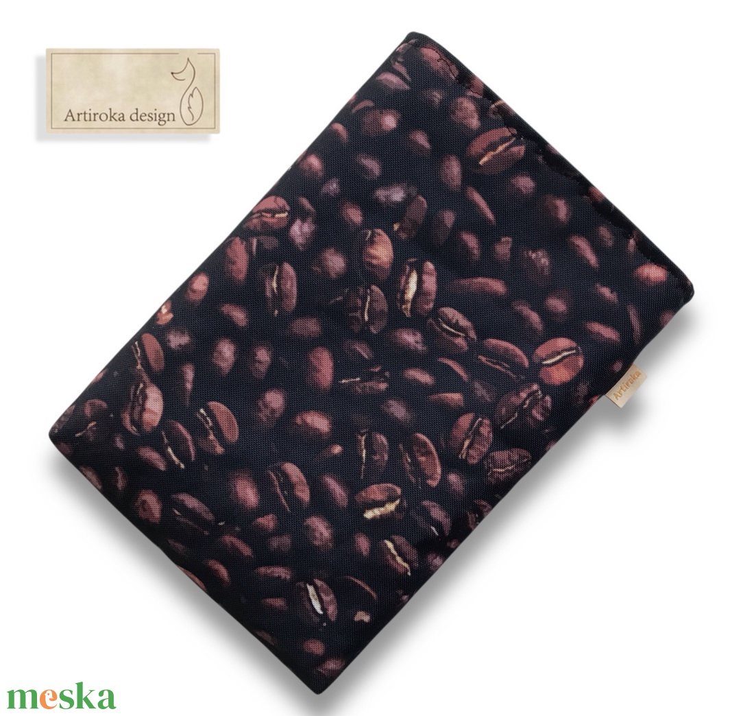 Bélelt könyvtok, kávé mintával  - Artiroka design - könyv & zene - könyvtok - Meska.hu