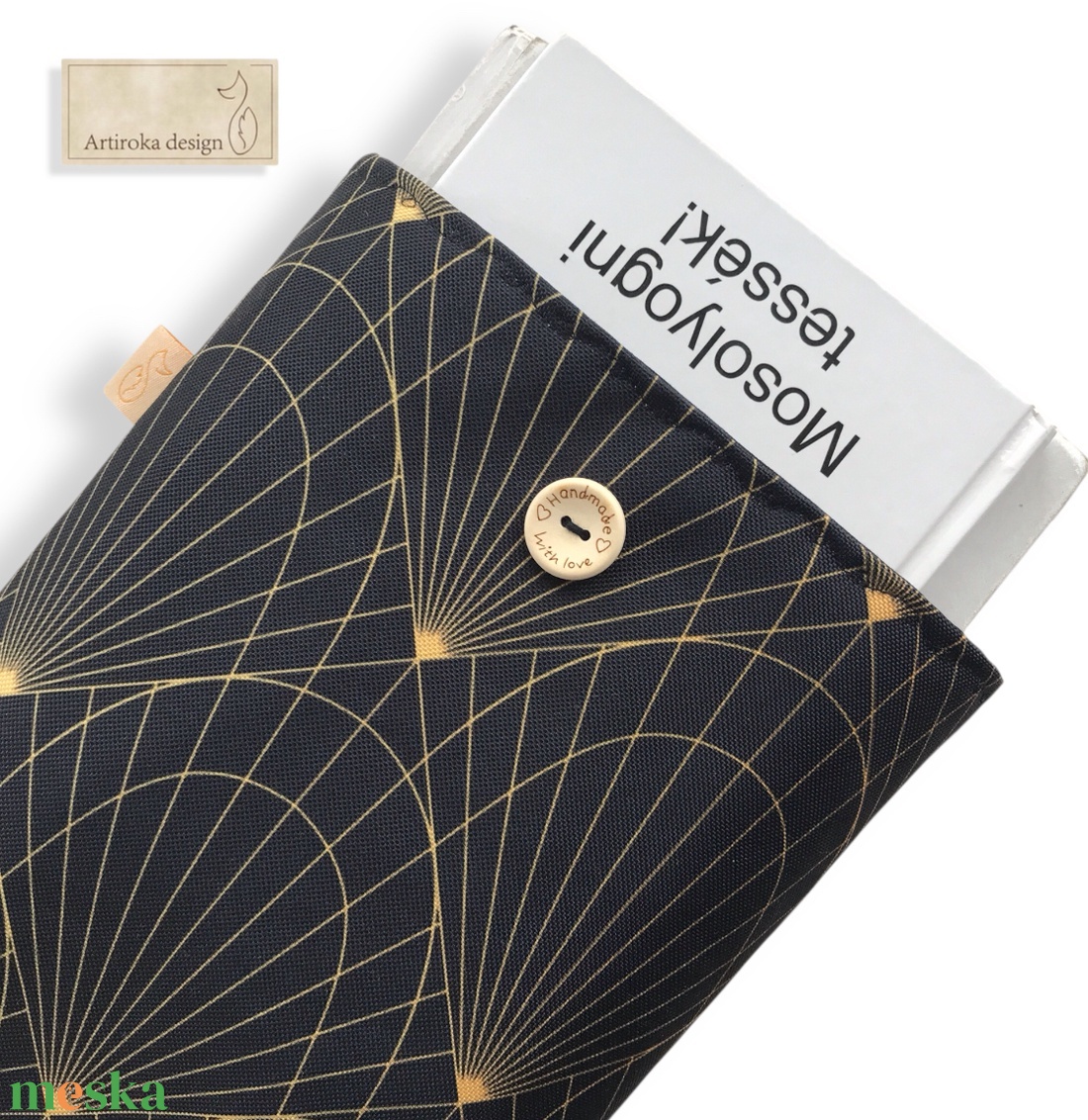 Bélelt, egyedi könyvtok, Art Deco mintával,  gombos zárral - Artiroka design - könyv & zene - könyvtok - Meska.hu