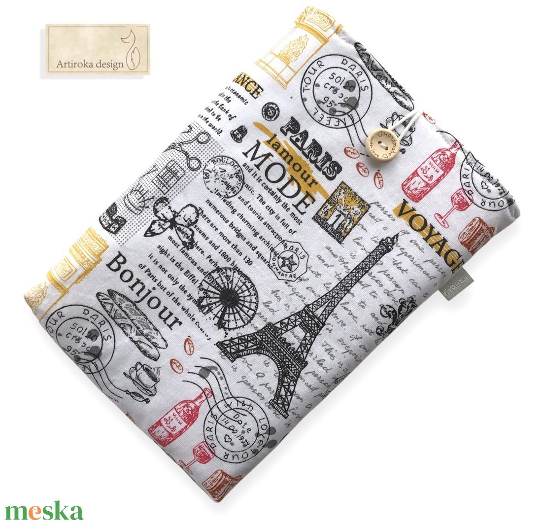 Párizs, Eiffel torony mintás KÖNYVTOK gombos zárral - Artiroka design - könyv & zene - könyvtok - Meska.hu