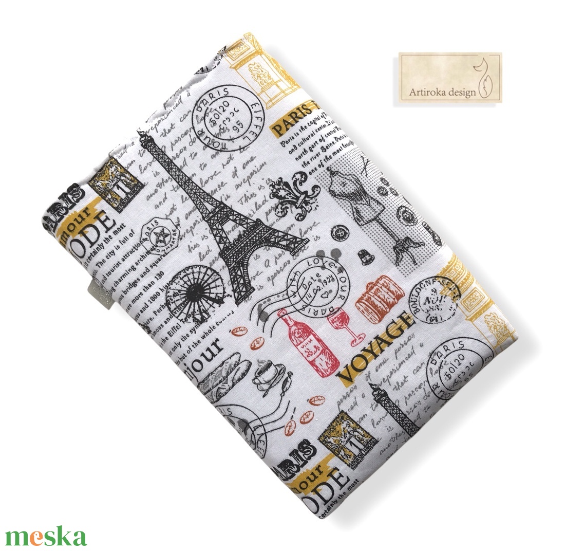 Párizs, Eiffel torony mintás KÖNYVTOK gombos zárral - Artiroka design - könyv & zene - könyvtok - Meska.hu