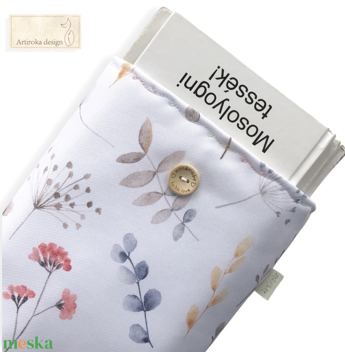 Levelek és virágok mintás vízálló KÖNYVTOK - könyv & zene - könyvtok - Meska.hu