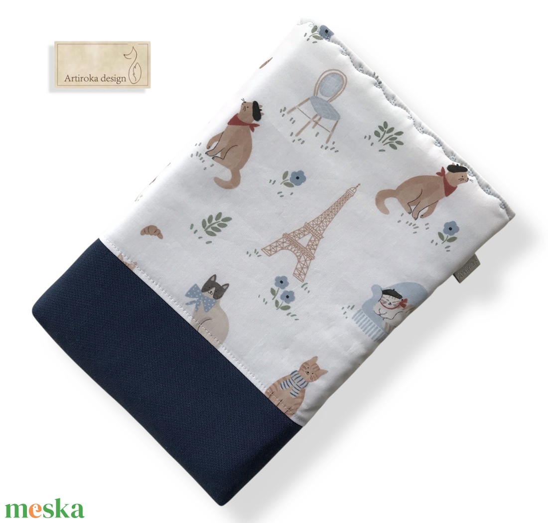 Könyvtok - Párizsi macskaságok mintával -  Artiroka design - könyv & zene - könyvtok - Meska.hu