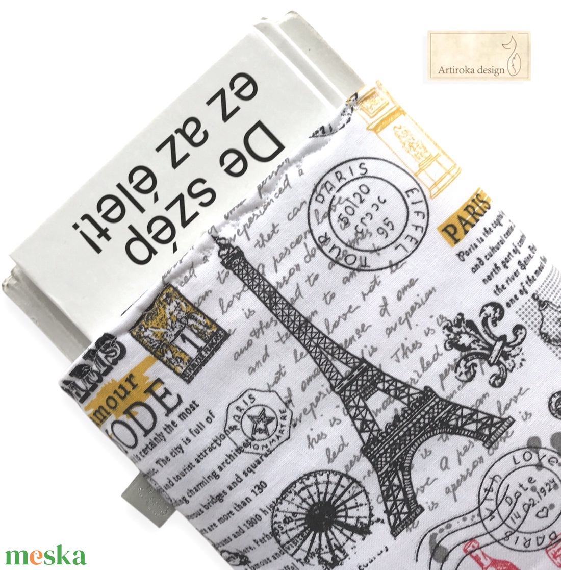 Párizs, Eiffel torony mintás KÖNYVTOK gombos zárral - Artiroka design - könyv & zene - könyvtok - Meska.hu