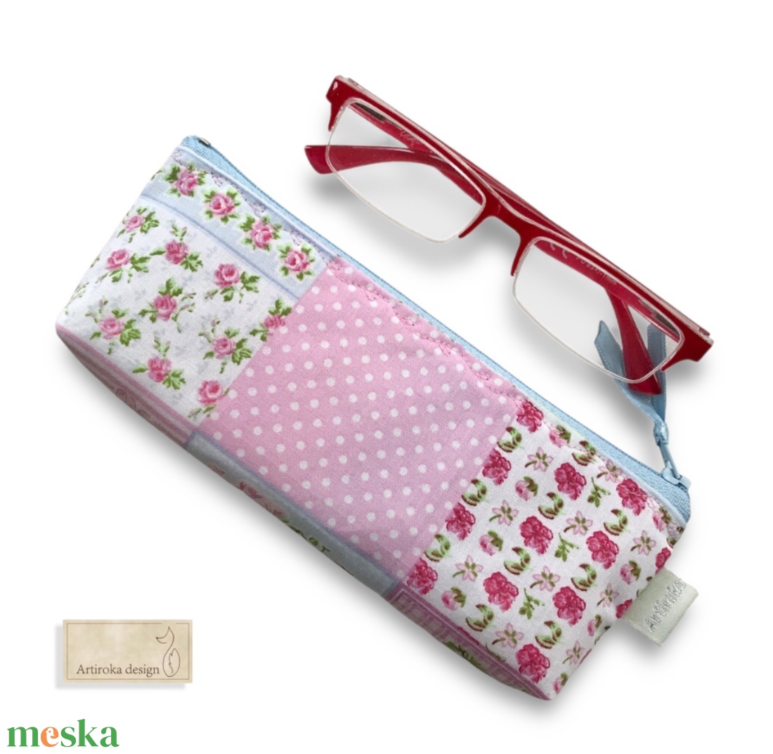 Virágos patchwork mintás tolltartó neszesszer vagy szemüvegtok - Artiroka design - táska & tok - neszesszer - Meska.hu