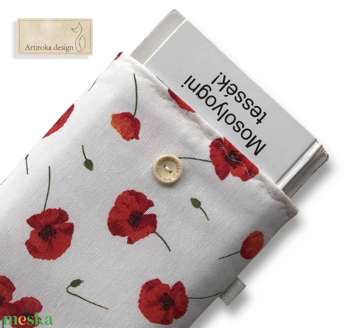 Bélelt könyvtok, pipacs virágok mintával - Artiroka design - könyv & zene - könyvtok - Meska.hu