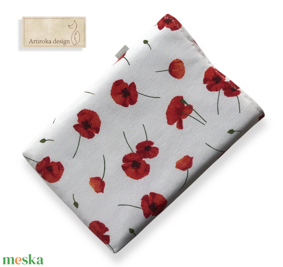 Bélelt könyvtok, pipacs virágok mintával - Artiroka design - könyv & zene - könyvtok - Meska.hu