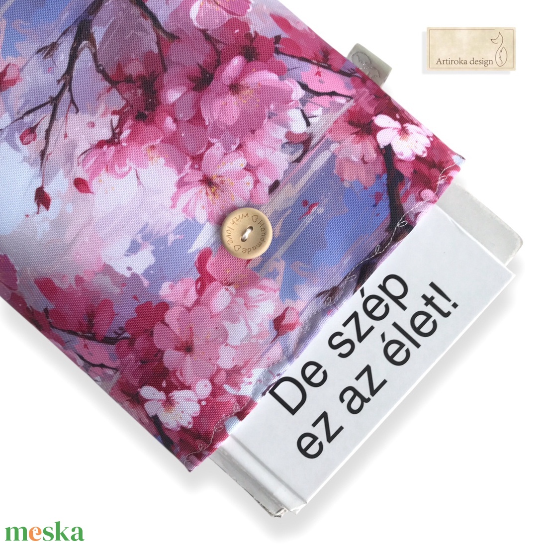 Bélelt, vízálló könyvtok, cseresznyefavirág mintával -  Artiroka design - könyv & zene - könyvtok - Meska.hu