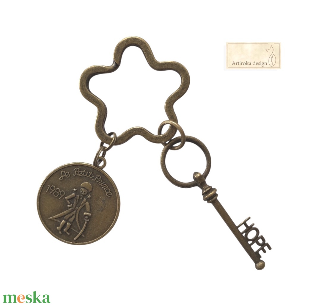 Kis herceg  mintás egyedi kulcstartó Vintage kulcs medállal - AJÁNDÉK - Artiroka design - táska & tok - kulcstartó & táskadísz - kulcstartó - Meska.hu