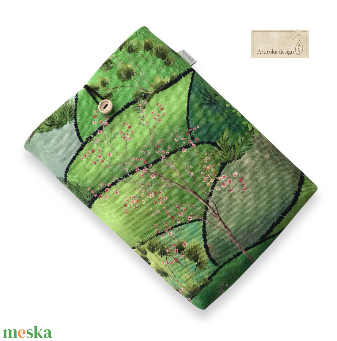 Bélelt, prémium könyvtok, tavaszi titkos kert mintával- Artiroka design - könyv & zene - könyvtok - Meska.hu