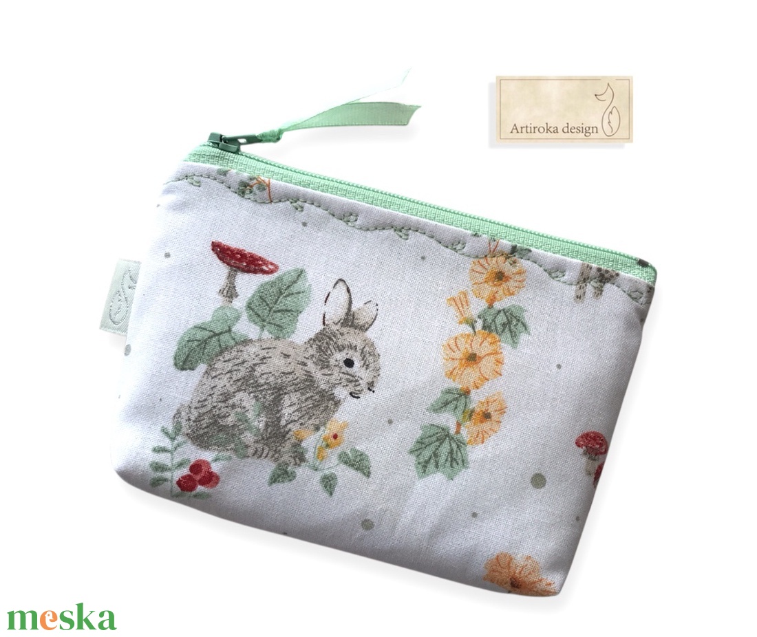Nyuszi mintás irattartó pénztárca - Artiroka design  - táska & tok - pénztárca & más tok - pénztárca - női pénztárca - Meska.hu