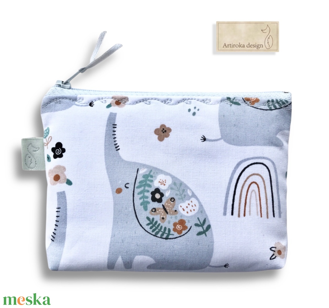 Elefánt a virágok között mintás irattartó pénztárca - Artiroka design - táska & tok - pénztárca & más tok - pénztárca - női pénztárca - Meska.hu