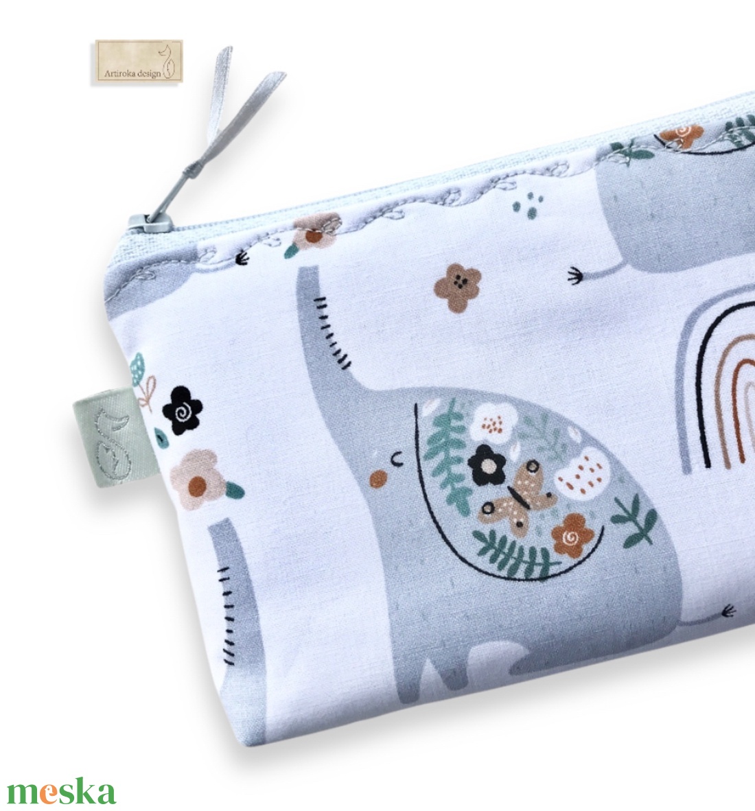 Elefánt a virágok között mintás irattartó pénztárca - Artiroka design - táska & tok - pénztárca & más tok - pénztárca - női pénztárca - Meska.hu