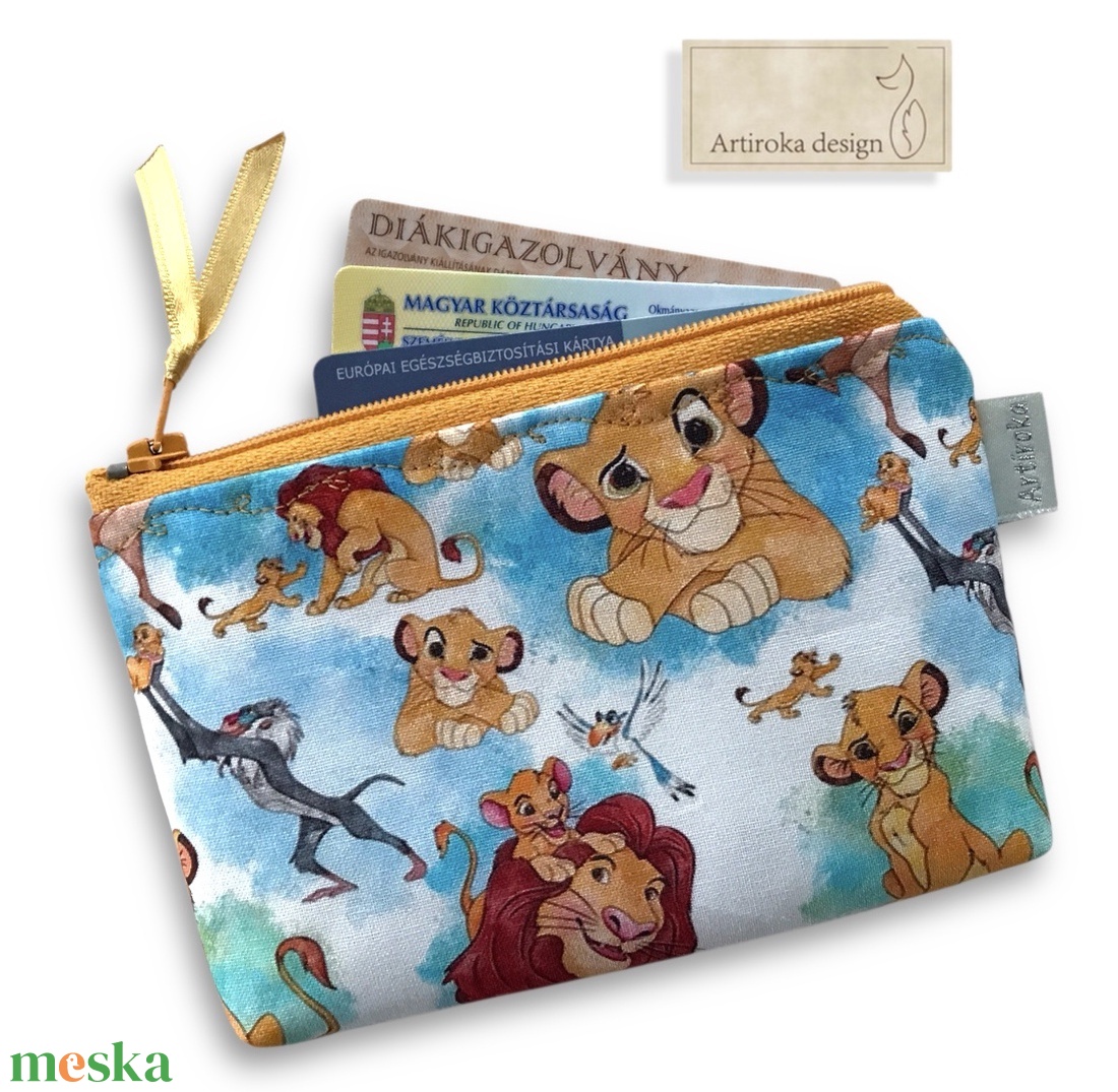 Oroszlánkirály mintás irattartó pénztárca -  Artiroka design  - táska & tok - pénztárca & más tok - pénztárca - gyerek pénztárca - Meska.hu