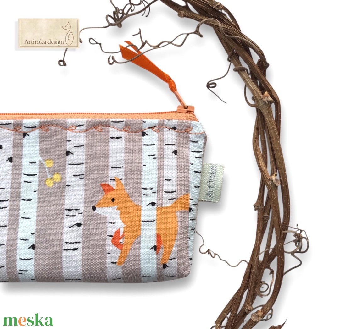 Róka a nyírfaerdőben mintás irattartó, pénztárca, neszesszer - Artirokadesign - táska & tok - pénztárca & más tok - pénztárca - női pénztárca - Meska.hu