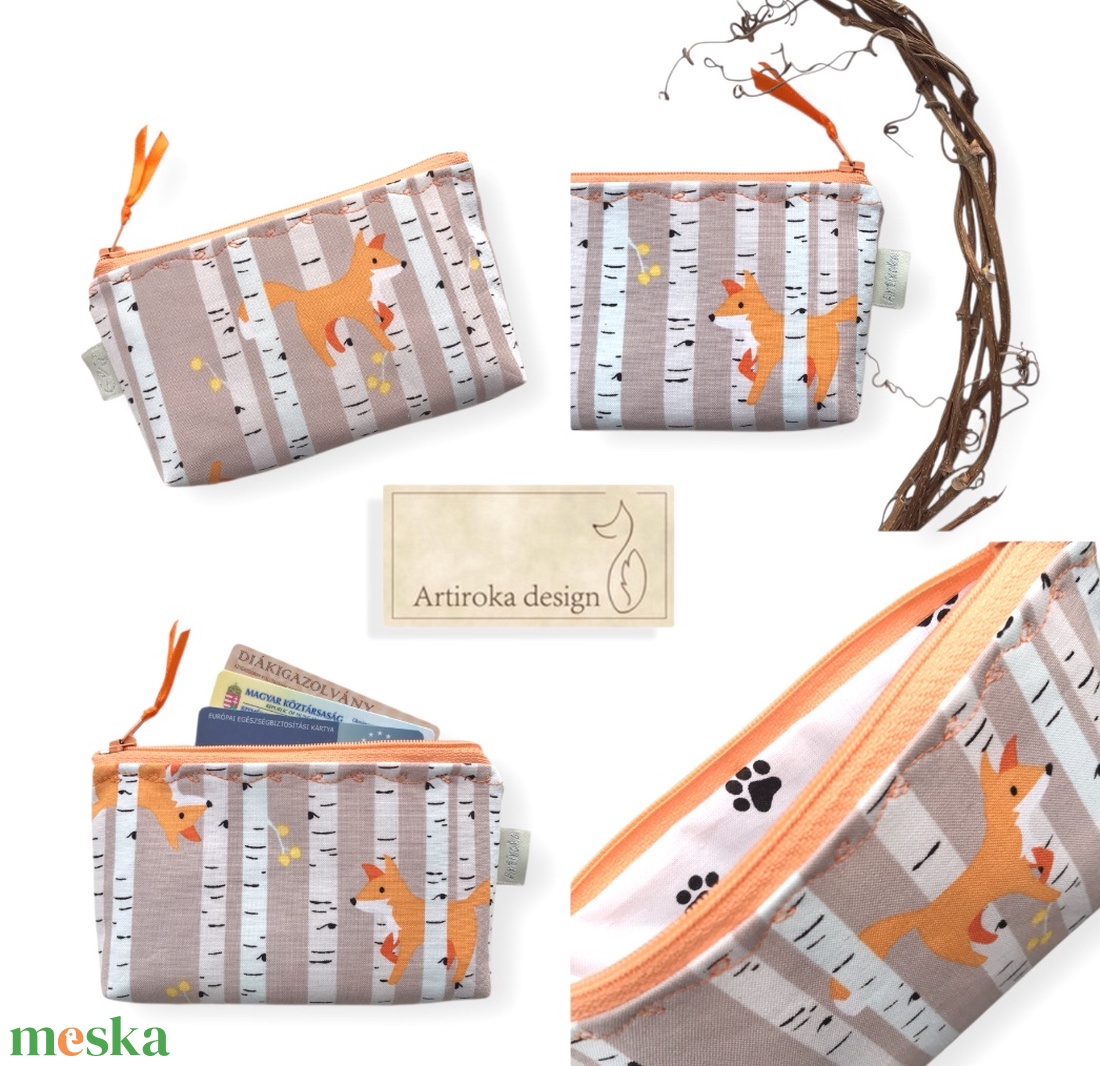 Róka a nyírfaerdőben mintás irattartó, pénztárca, neszesszer - Artirokadesign - táska & tok - pénztárca & más tok - pénztárca - női pénztárca - Meska.hu