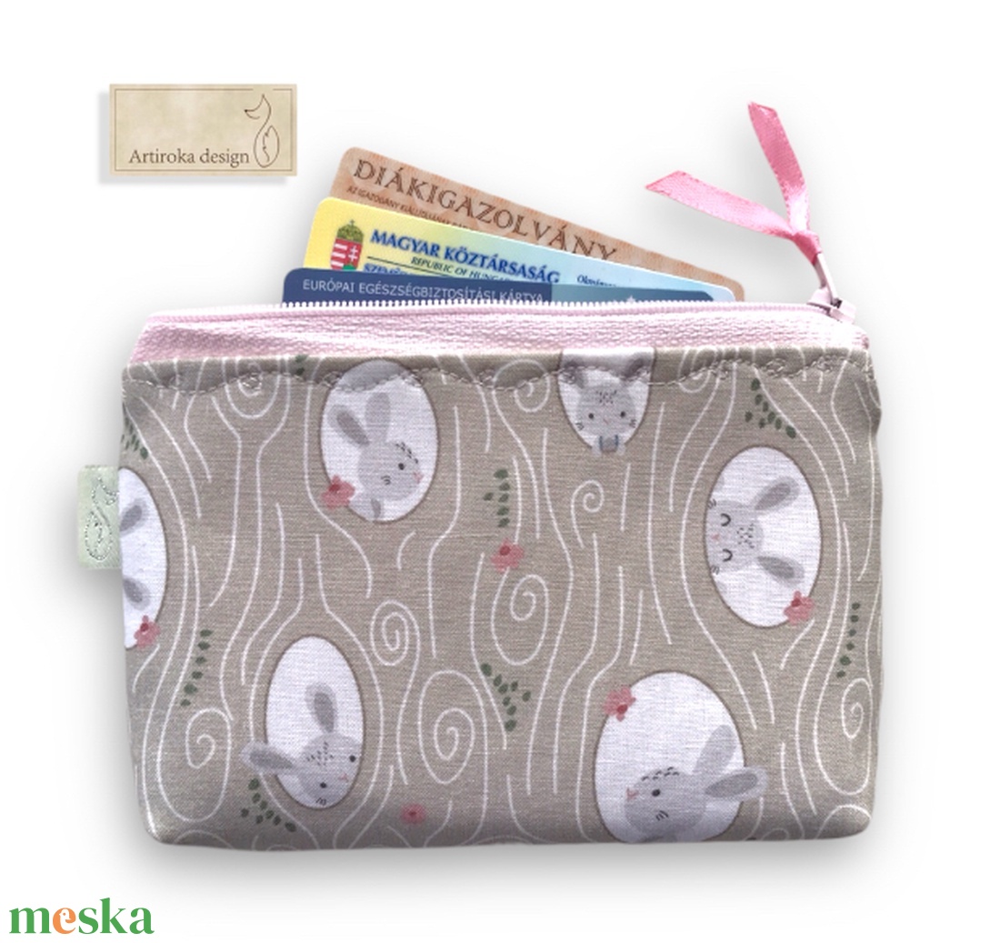 Nyuszi bújócska mintás irattartó, pénztárca, neszesszer - Artirokadesign - táska & tok - pénztárca & más tok - pénztárca - gyerek pénztárca - Meska.hu