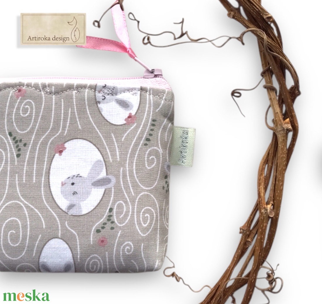 Nyuszi bújócska mintás irattartó, pénztárca, neszesszer - Artirokadesign - táska & tok - pénztárca & más tok - pénztárca - gyerek pénztárca - Meska.hu