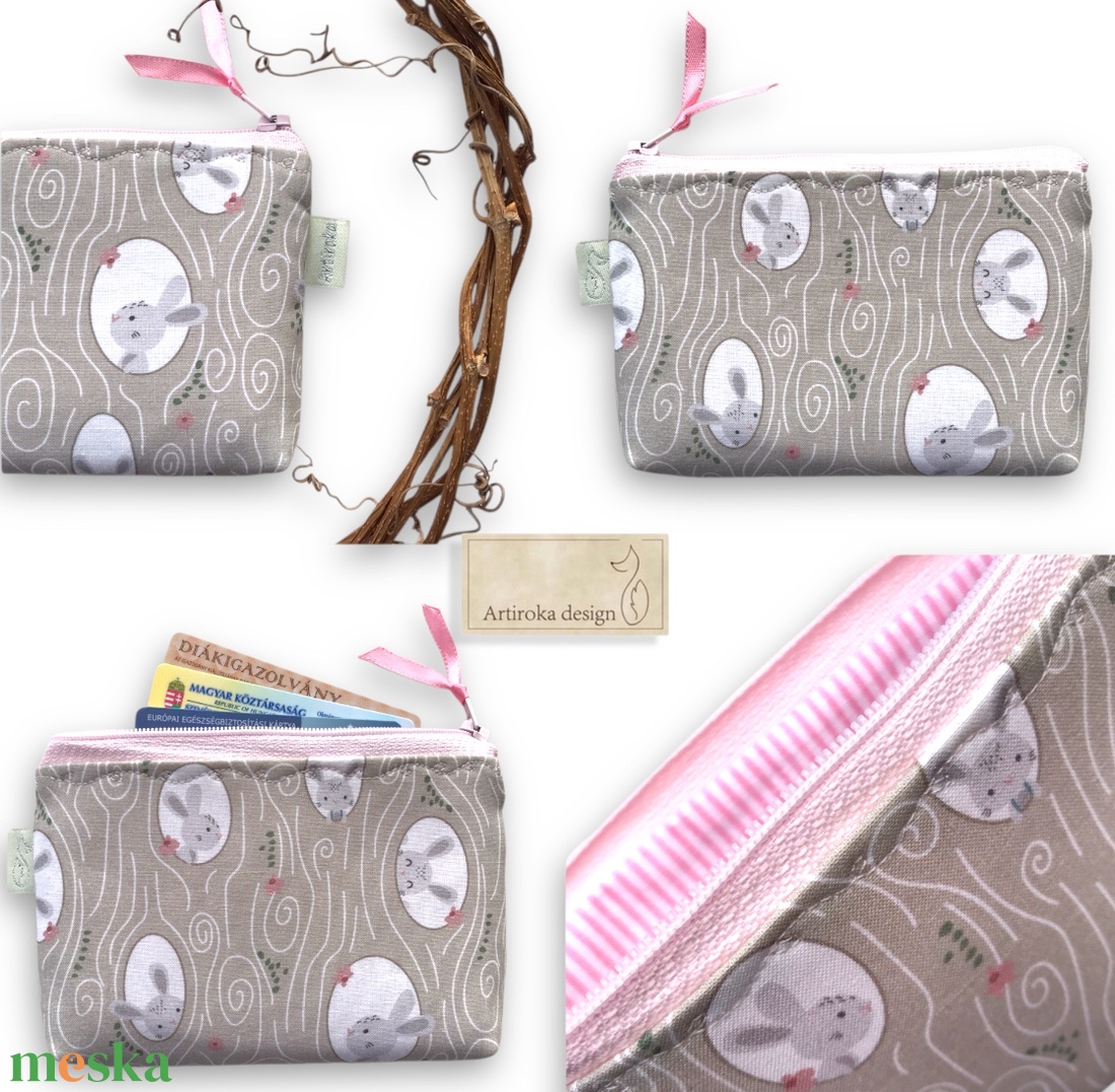 Nyuszi bújócska mintás irattartó, pénztárca, neszesszer - Artirokadesign - táska & tok - pénztárca & más tok - pénztárca - gyerek pénztárca - Meska.hu